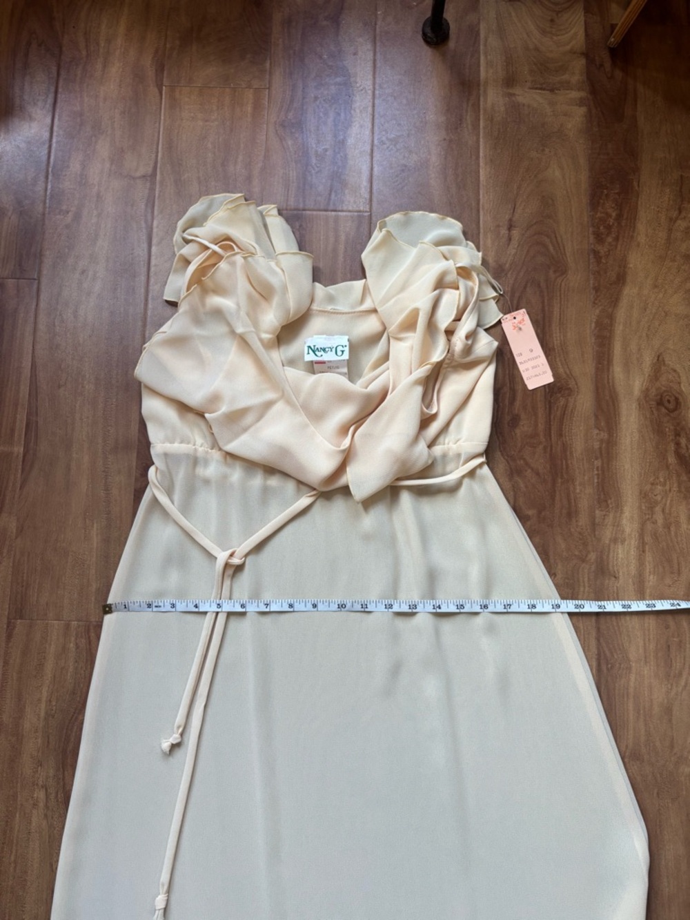 Vintage Soft Feminine Yellow Ruffle-Sleeve Midi Dress, Deadstock, BNWT, Sz Small - Picture 11 of 13